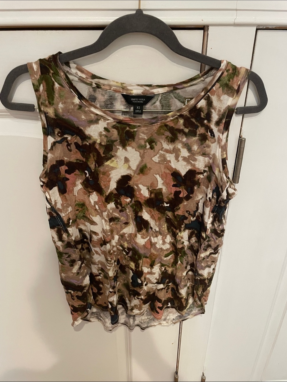 Simply Vera Vera Wang Brown Multi-Color Sleeveless Print Tank Top
